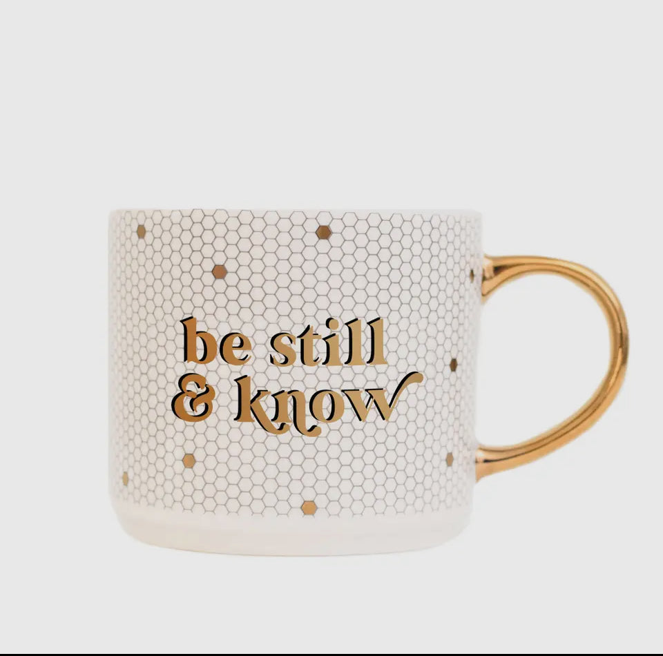 "Be Still + Know" Gold Mug