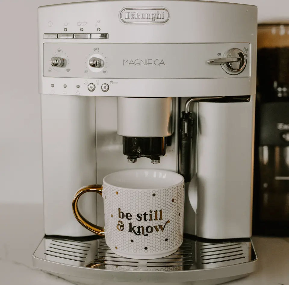 "Be Still + Know" Gold Mug